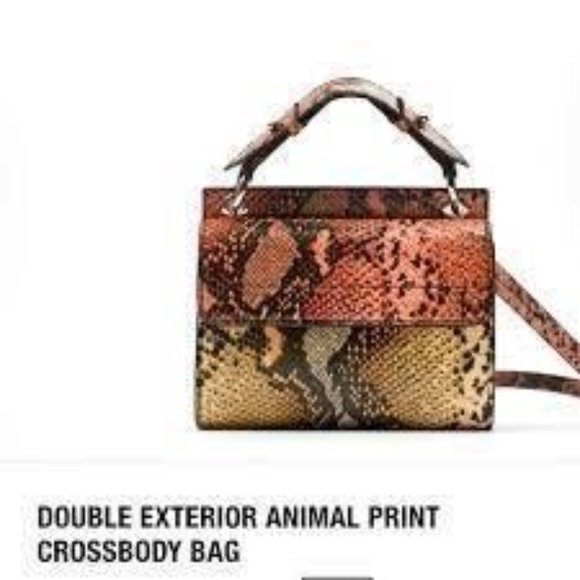 ZARA Faux leather multi-colored animal print bag - Picture 2 of 2